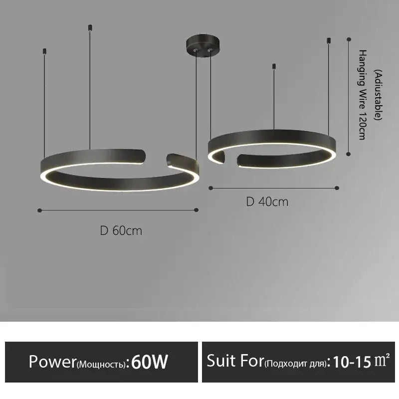 DecorBites™ LED Round Ring Chandelier for Dining Room, Living Room, and Bedroom