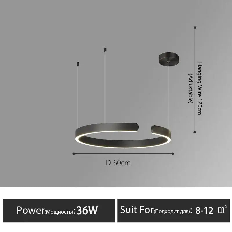 DecorBites™ LED Round Ring Chandelier for Dining Room, Living Room, and Bedroom