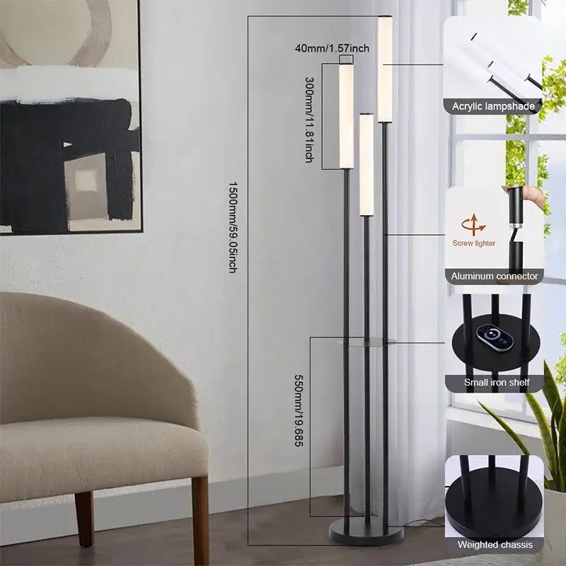 DecorBites™ LED Shelf Floor Lamp Dimmable Remote Control Room Lighting