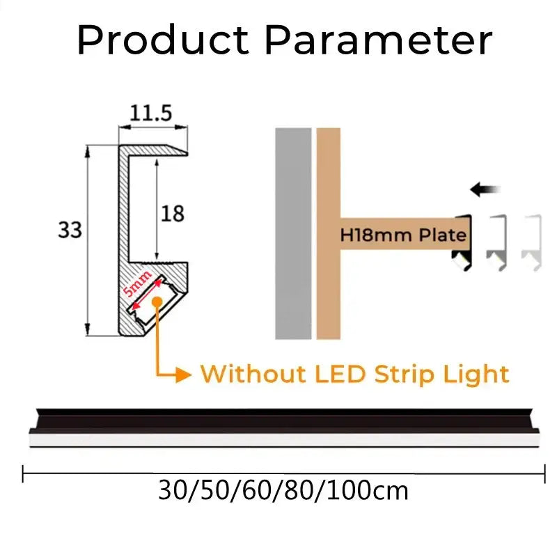 DecorBites™ LED Shelf Light - Recessed Aluminum Profile for Cabinets & Closets