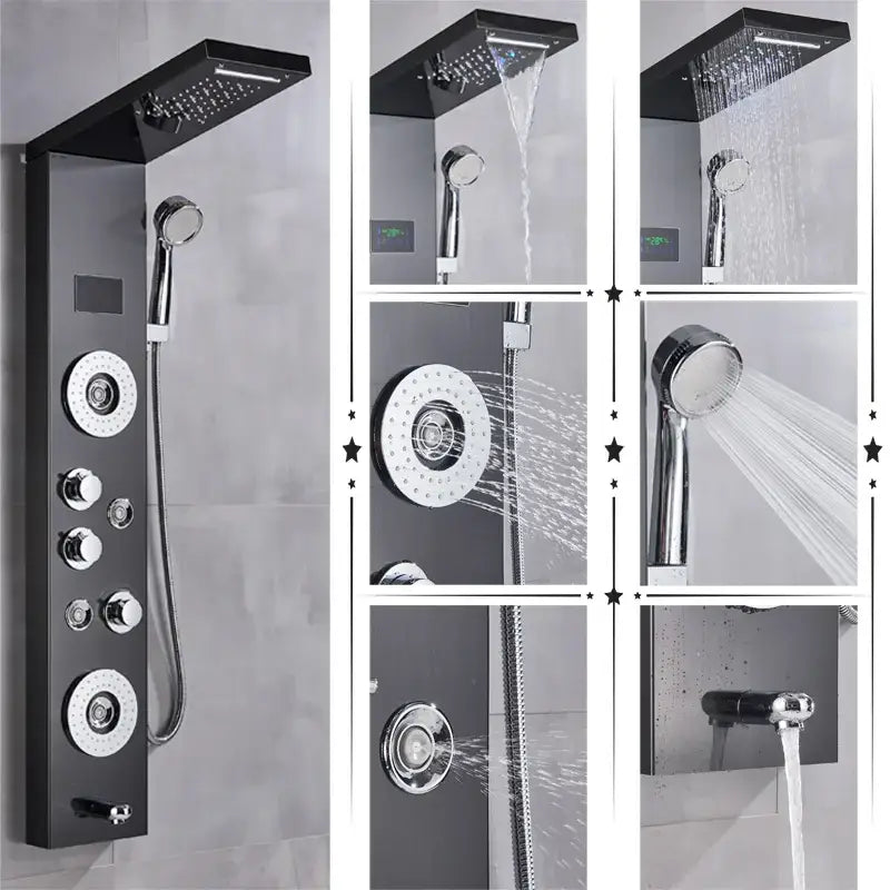 DecorBites™ LED Shower Panel Column Bathtub Mixer Tap with Temperature Screen Massage.