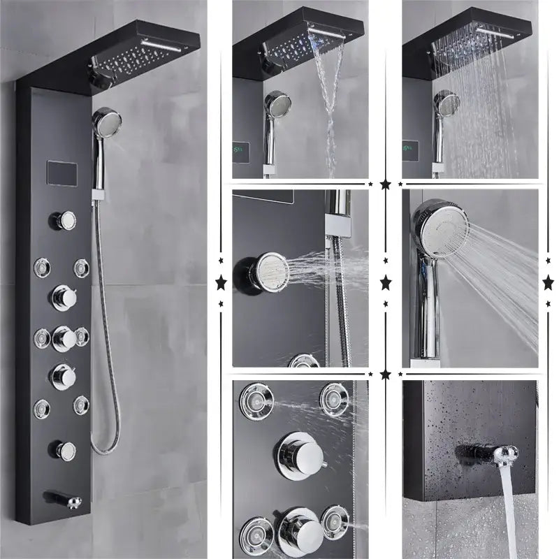 DecorBites™ LED Shower Panel Column Bathtub Mixer Tap with Temperature Screen Massage.