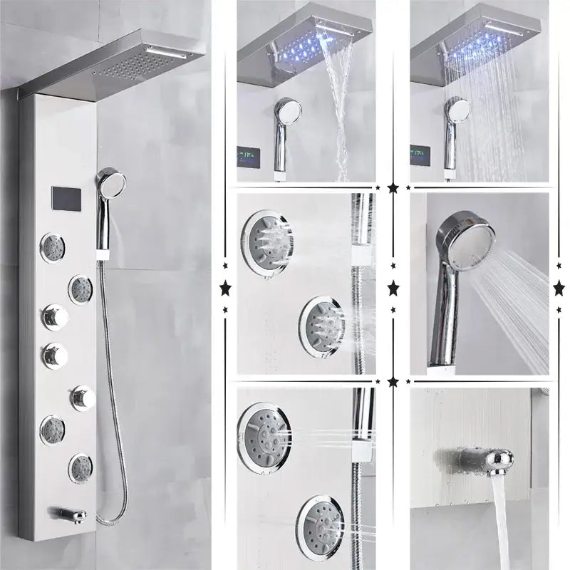 DecorBites™ LED Shower Panel Column Bathtub Mixer Tap with Temperature Screen Massage.
