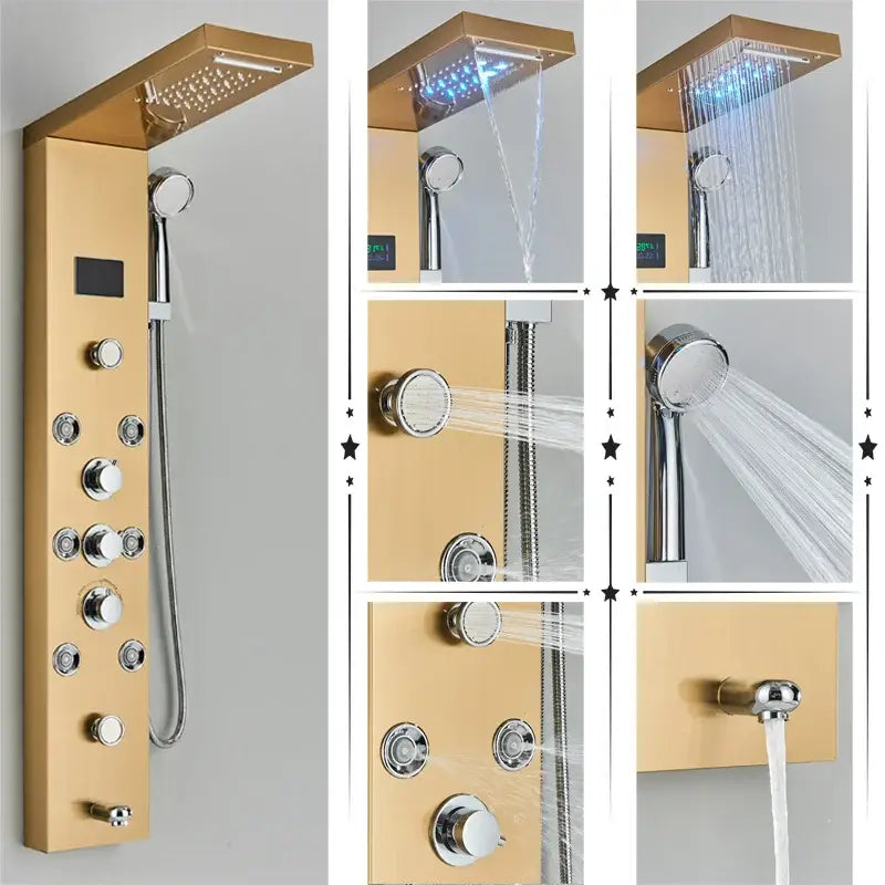 DecorBites™ LED Shower Panel Column Bathtub Mixer Tap with Temperature Screen Massage.