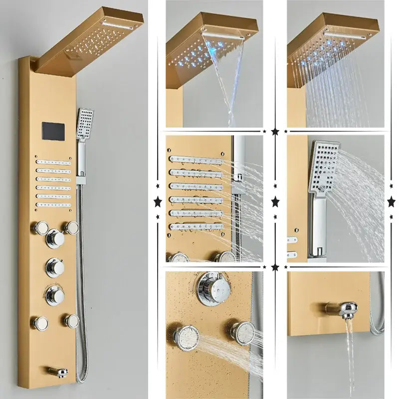 DecorBites™ LED Shower Panel Column Bathtub Mixer Tap with Temperature Screen Massage.