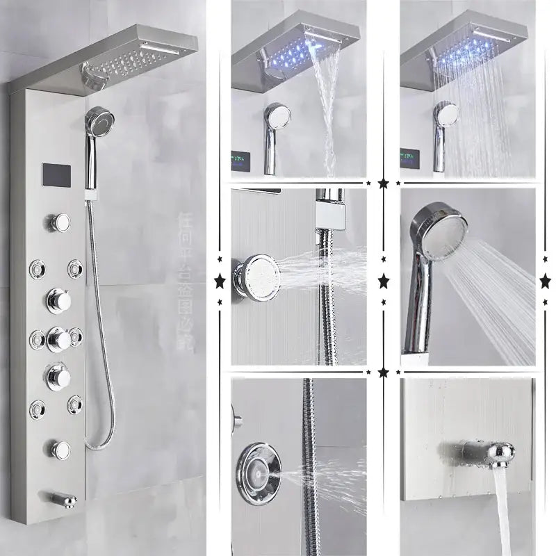 DecorBites™ LED Shower Panel Column Bathtub Mixer Tap with Temperature Screen Massage.
