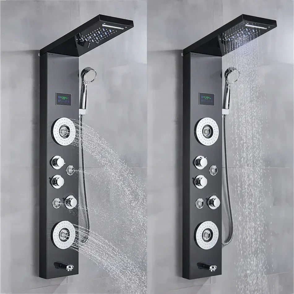 DecorBites™ LED Shower Panel Column Bathtub Mixer Tap with Temperature Screen Massage.