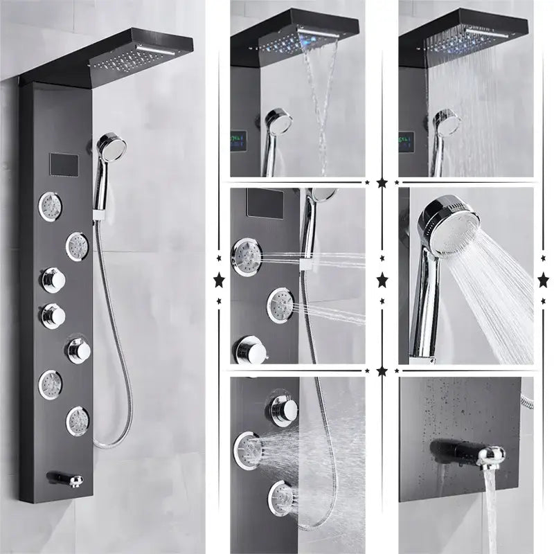 DecorBites™ LED Shower Panel Column Bathtub Mixer Tap with Temperature Screen Massage.