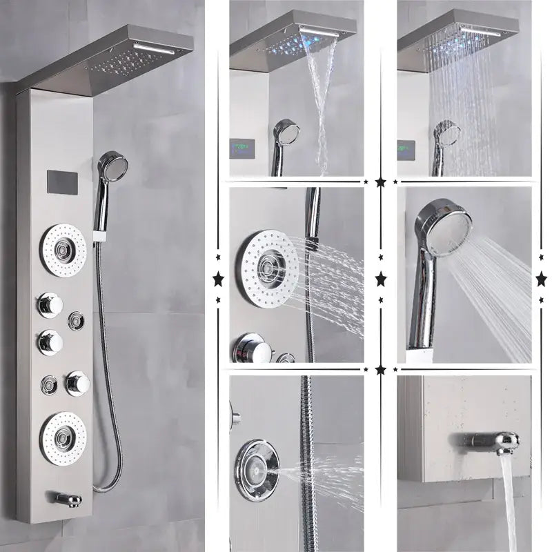DecorBites™ LED Shower Panel Column Bathtub Mixer Tap with Temperature Screen Massage.
