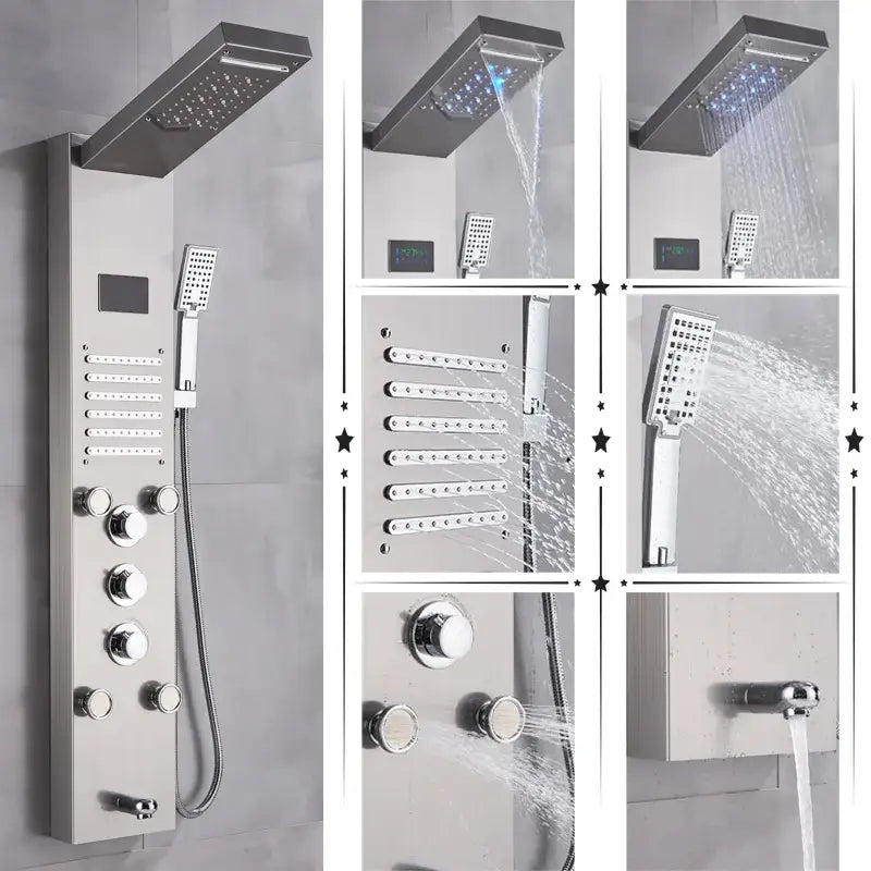 DecorBites™ LED Shower Panel Column Bathtub Mixer Tap with Temperature Screen Massage.