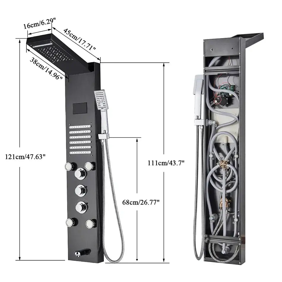 DecorBites™ LED Shower Panel Column Bathtub Mixer Tap with Temperature Screen Massage.