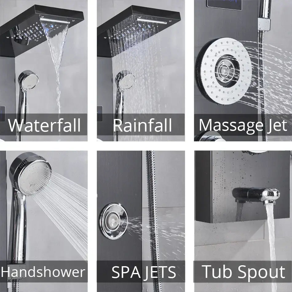 DecorBites™ LED Shower Panel Column Bathtub Mixer Tap with Temperature Screen Massage.