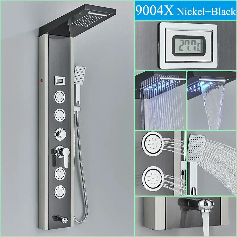 DecorBites™ LED Shower Panel Tower Rain/Waterfall Massage Spa Jets Bathroom Column