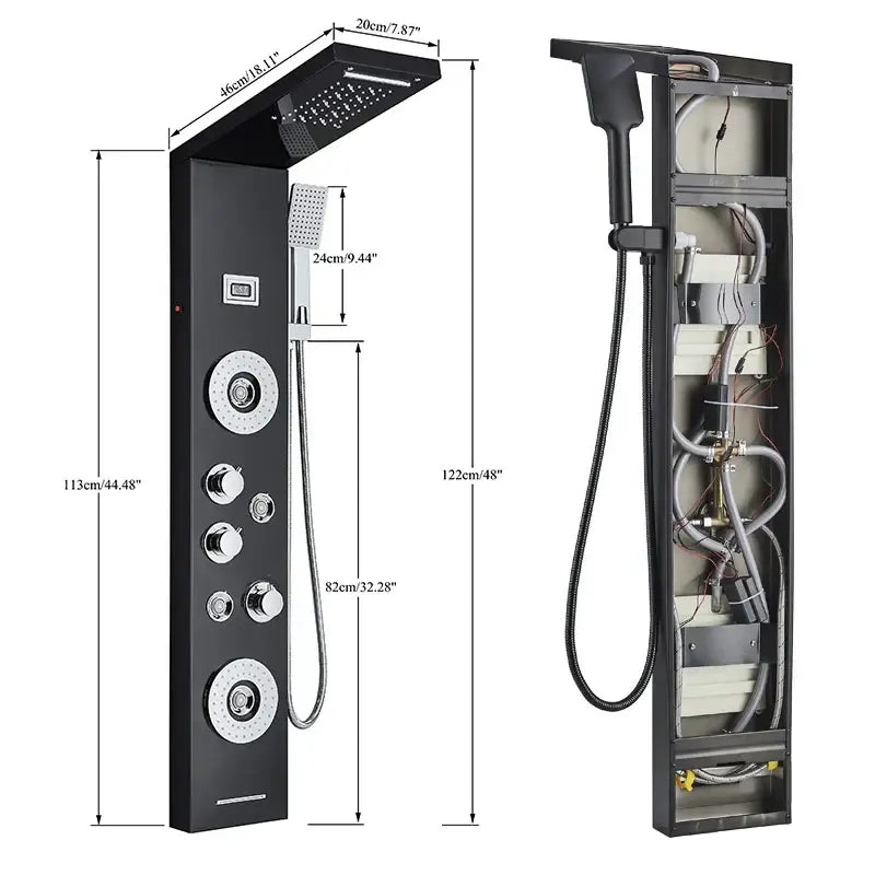 DecorBites™ LED Shower Panel Tower Rain/Waterfall Massage Spa Jets Bathroom Column