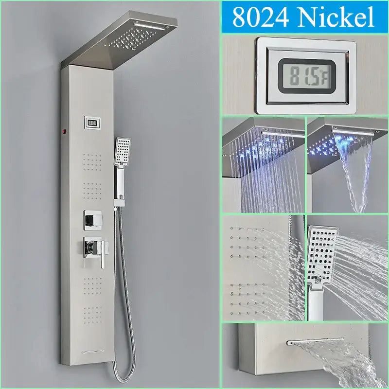 DecorBites™ LED Shower Panel Tower Rain/Waterfall Massage Spa Jets Bathroom Column