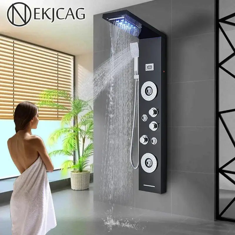 DecorBites™ LED Shower Panel Tower Rain/Waterfall Massage Spa Jets Bathroom Column