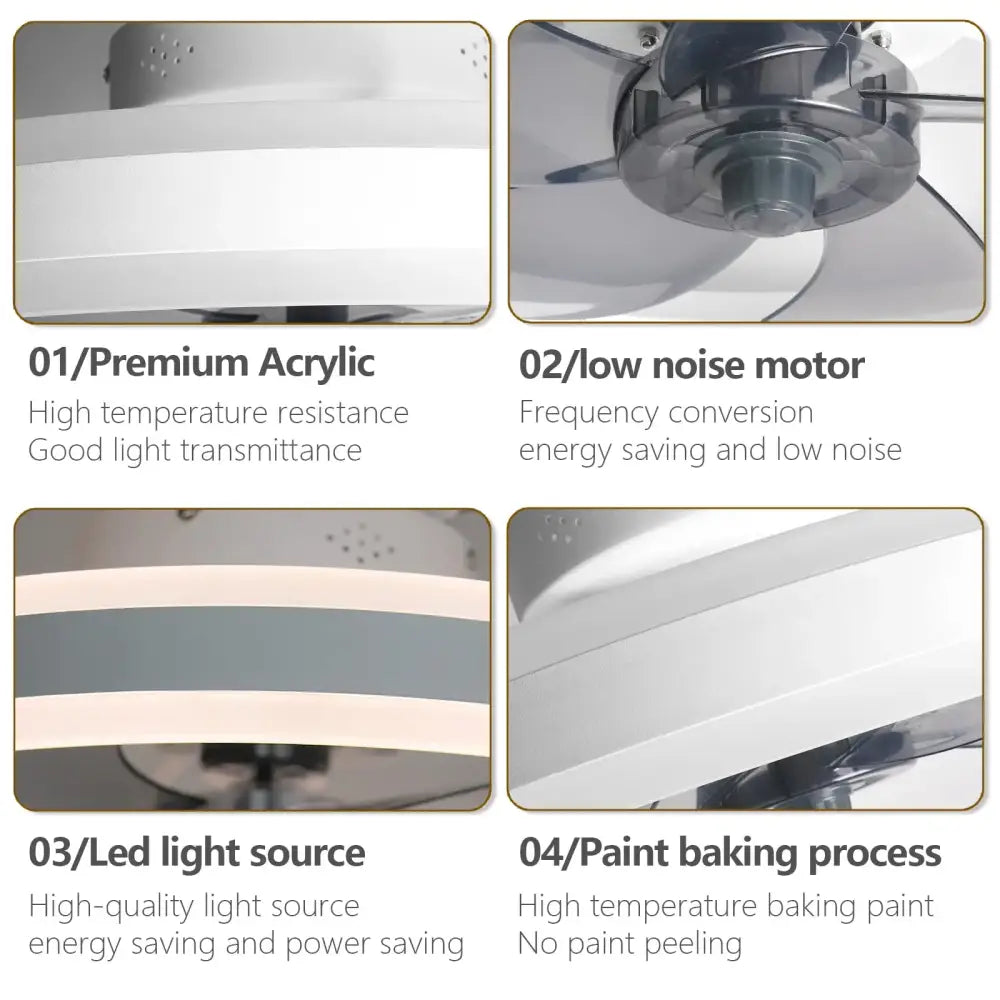 DecorBites™ LED Silent Ceiling Fan Light Control Modern Bedroom Living Room Indoor Decor