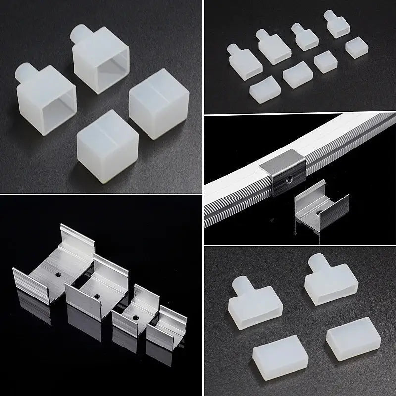 DecorBites™ LED Silicone Tube Profile Connector Clip Plug Neon Strip Lights End Cap Kit
