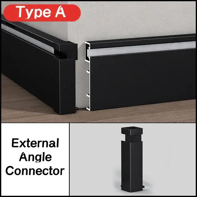 DecorBites™ LED Skirting Aluminum Profiles: Brushed Gold/Black, Conner Baseboard, Diffuser, Stair, Floor, Wall Decor