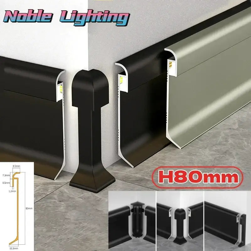 شرائط إضاءة LED من DecorBites™ - زوايا حائط وقاعدة للأرضيات من الألومنيوم - شرائط إضاءة LED للمطبخ والخزانة