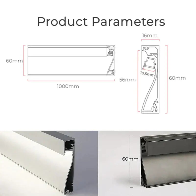 DecorBites™ LED Skirting Line Strip Light Aluminum Profile with Milky Cover - 1-10pcs/Lot