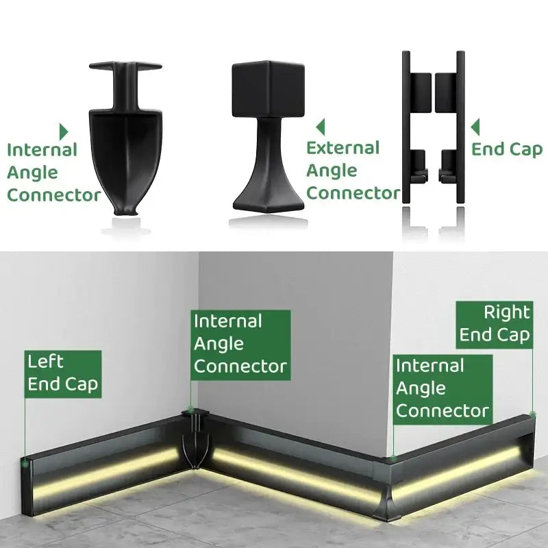 DecorBites™ LED Skirting Profile: Hidden Corner Recessed Aluminum Baseboard Light Strip