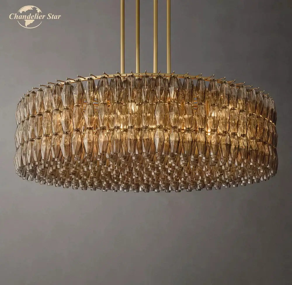 DecorBites™ LED Smoke Glass Chandelier Pendant Light for Living Room Decor