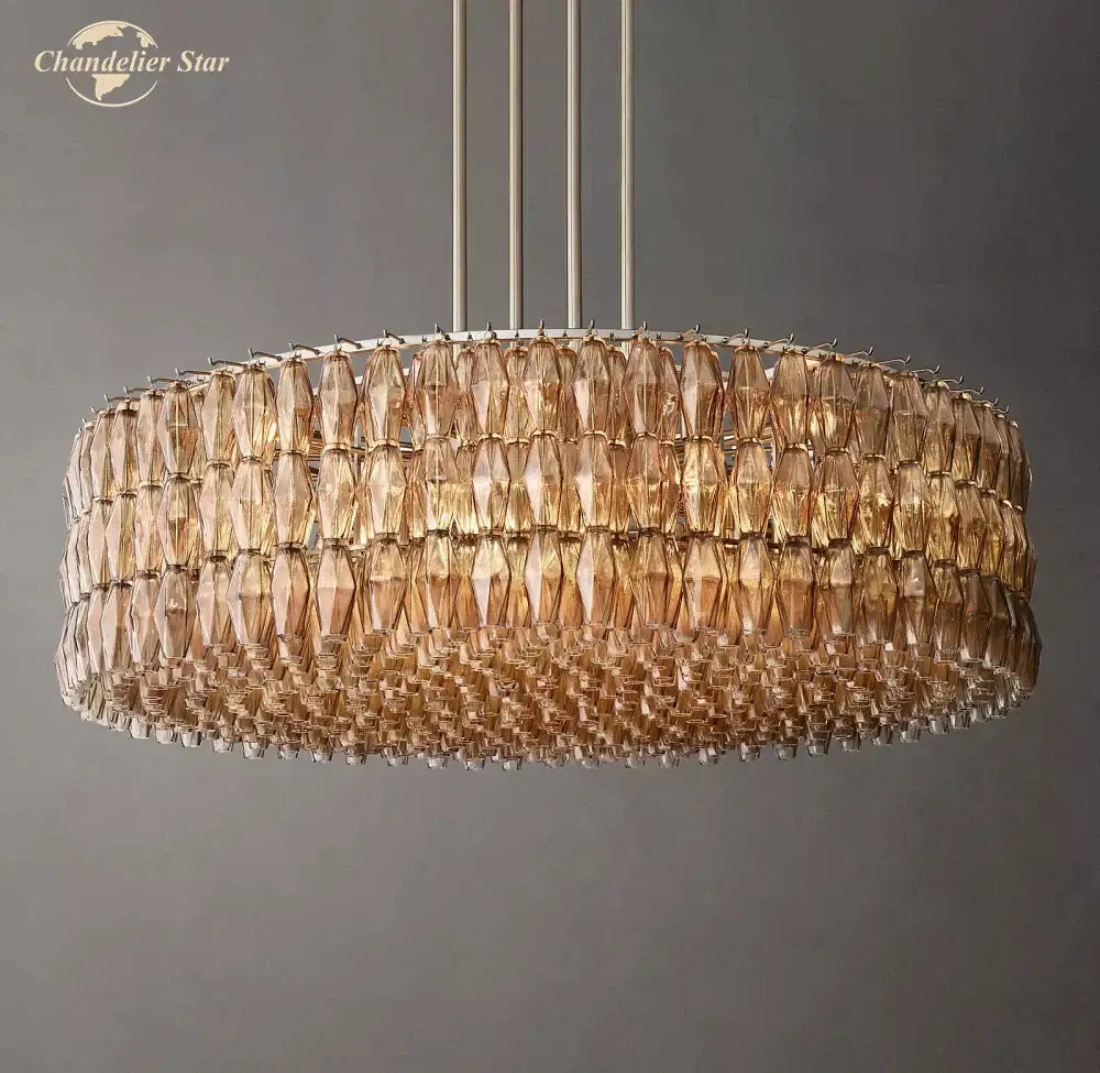 DecorBites™ LED Smoke Glass Chandelier Pendant Light for Living Room Decor