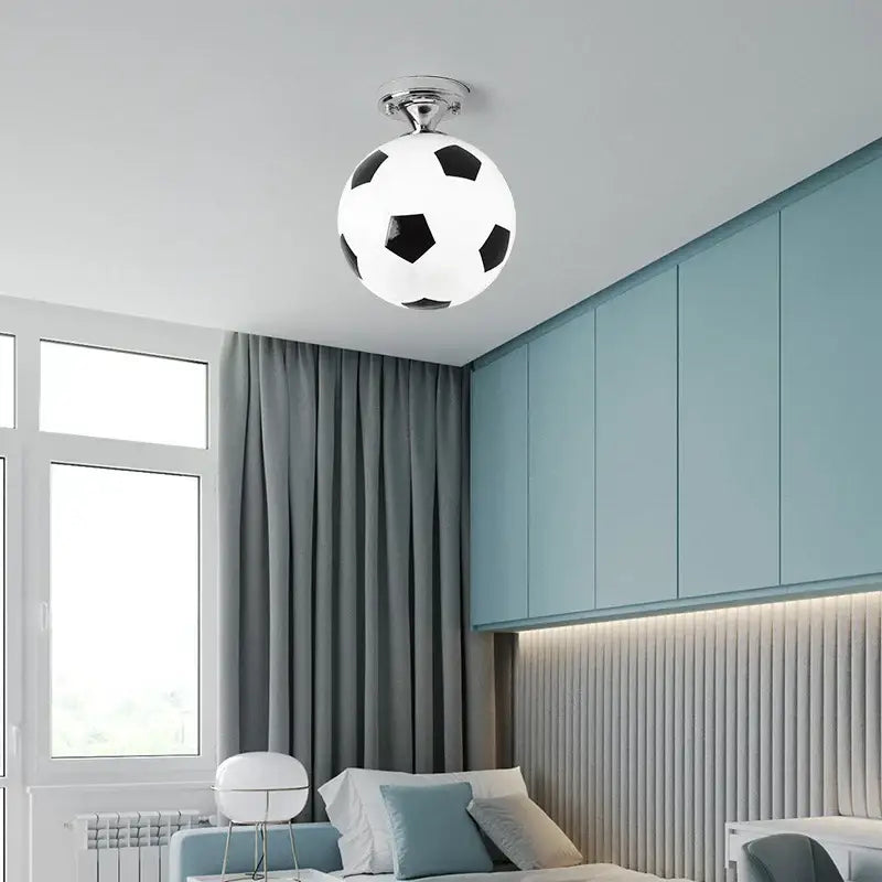 DecorBites™ LED Soccer Ball Ceiling Light for Boys Room, Indoor Lighting Fixture