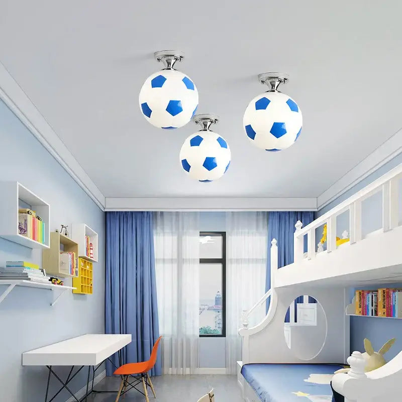 DecorBites™ LED Soccer Ball Ceiling Light for Boys Room, Indoor Lighting Fixture