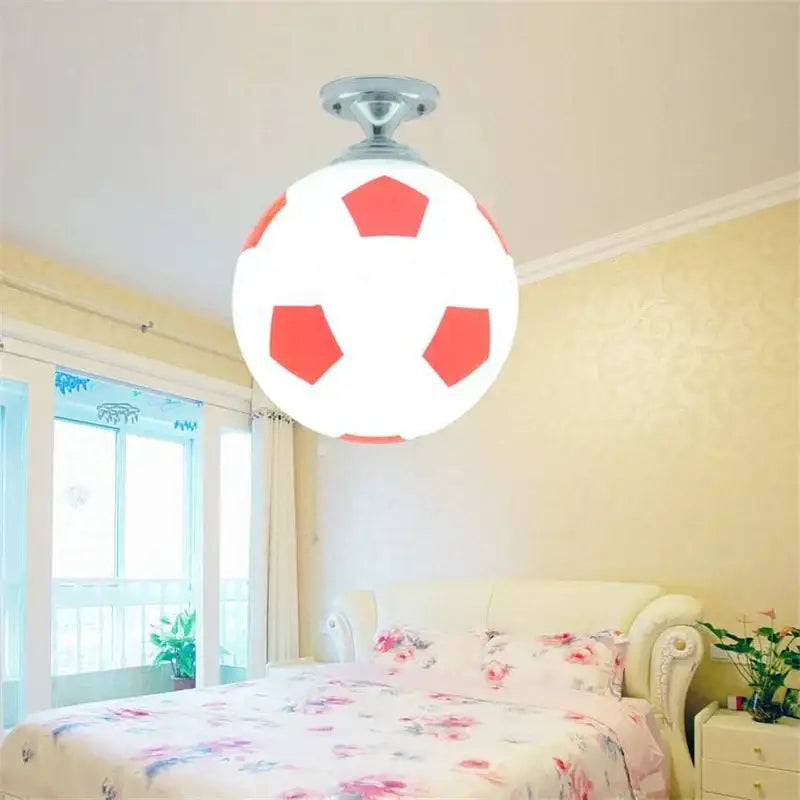 DecorBites™ LED Soccer Ball Ceiling Light for Boys Room, Indoor Lighting Fixture