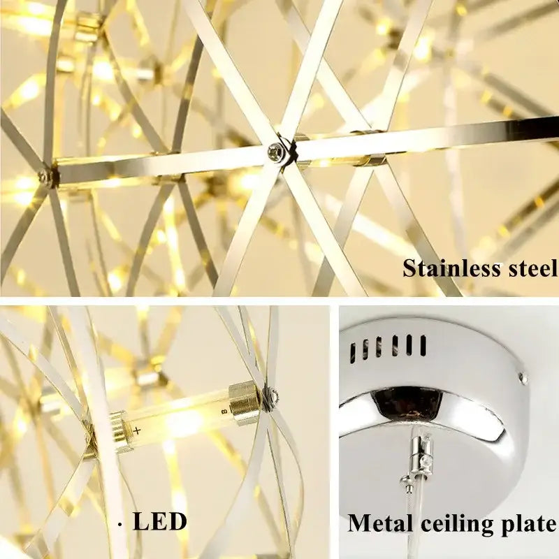 DecorBites™ LED Spark Ball Pendant Light | Modern Stainless Steel Chandelier Lighting