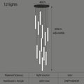 Modern black ceiling chandelier DecorBites with 12 adjustable white acrylic tubes led spiral ceiling lighting fixture