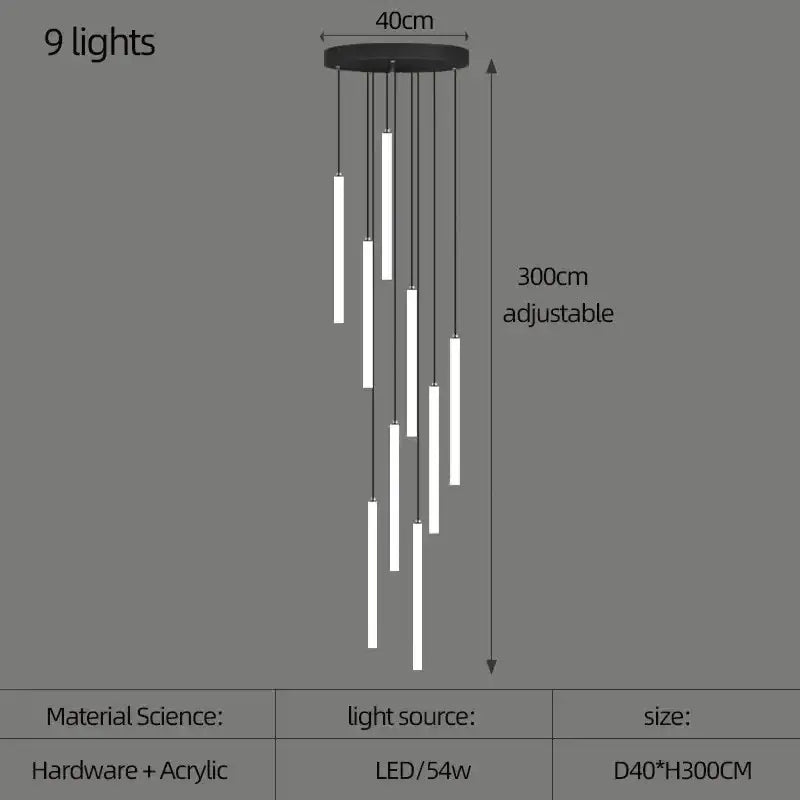 DecorBites™ LED Spiral Staircase Chandelier for Home Decor