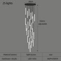 DecorBites™ led spiral staircase chandelier in black and white acrylic with 25 led lights for modern living room lighting