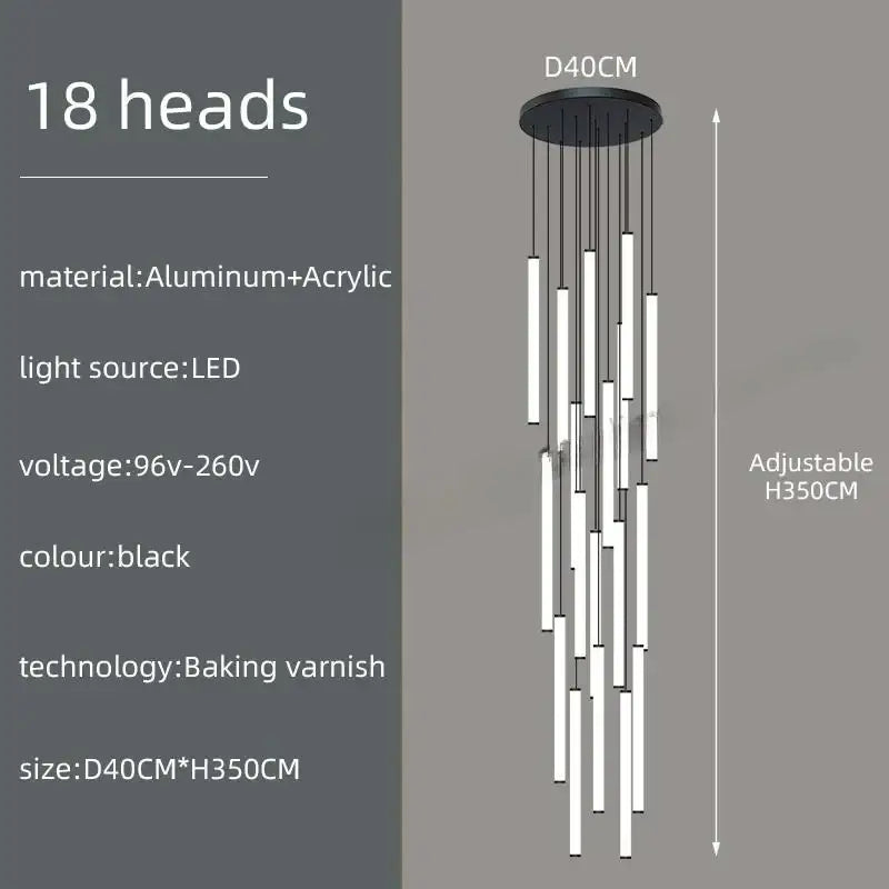 DecorBites™ LED Spiral Staircase Chandelier - Modern Home Lighting