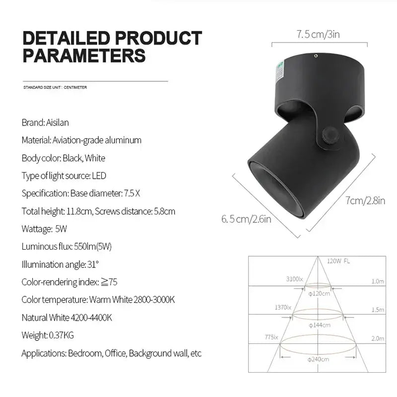 DecorBites™ LED Spot Light COB Adjustable 180° Ceiling Downlight for Foyer Living Room