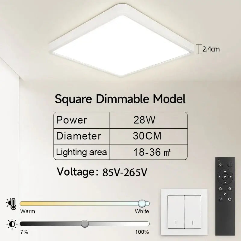 DecorBites™ LED Square Ceiling Light: Modern Kitchen Surface Mount Chandelier Fixture for Home Decor