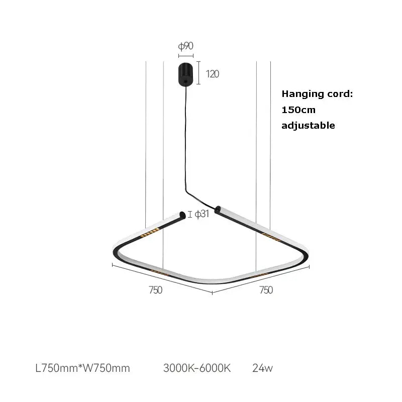 DecorBites™ LED Square Sensor Chandelier for Living Room Lighting