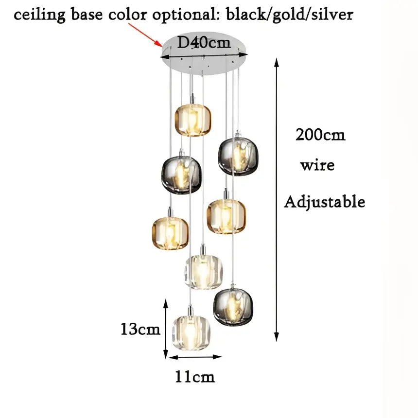 DecorBites™ LED Stair Chandelier: Luxury Amber/Crystal Indoor Lighting Fixture