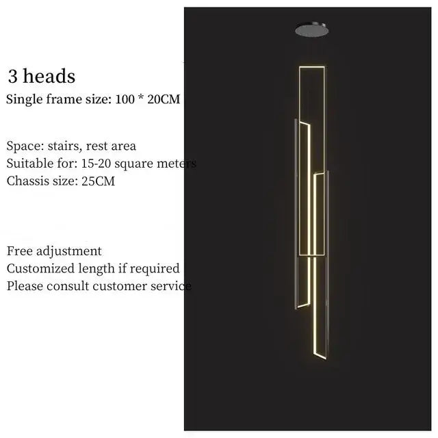 DecorBites™ LED Stair Chandelier: Luxury Loft Geometry Pendant Lamps for Modern Living