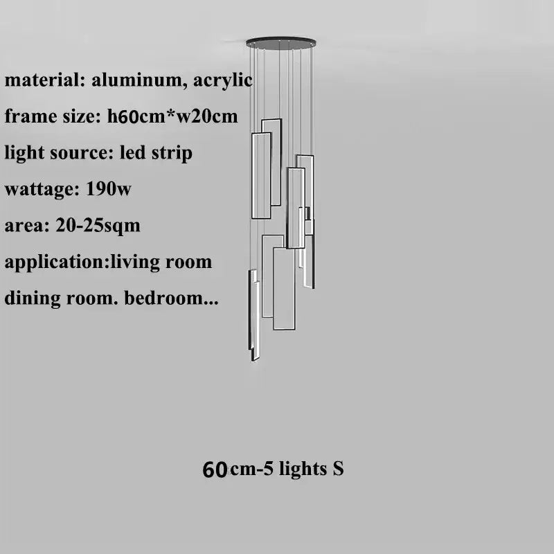 DecorBites™ LED Stair Chandelier: Luxury Loft Geometry Pendant Lamps for Modern Living