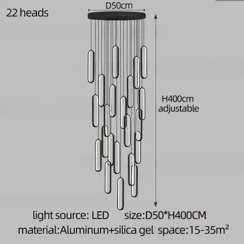 DecorBites™ LED Staircase Branch Chandelier for Modern Living & Dining Rooms