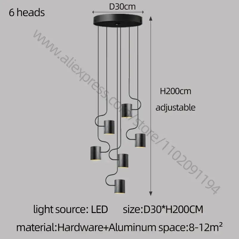DecorBites™ LED Staircase Chandelier: Adjustable Modern Living Room Lighting for Villa Decoration