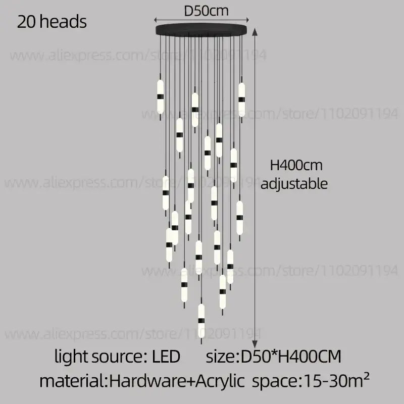 DecorBites™ ثريا الدرج LED سقف إضاءة غرفة المعيشة الديكور