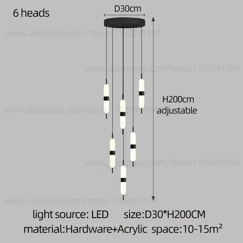 DecorBites™ ثريا الدرج LED سقف إضاءة غرفة المعيشة الديكور