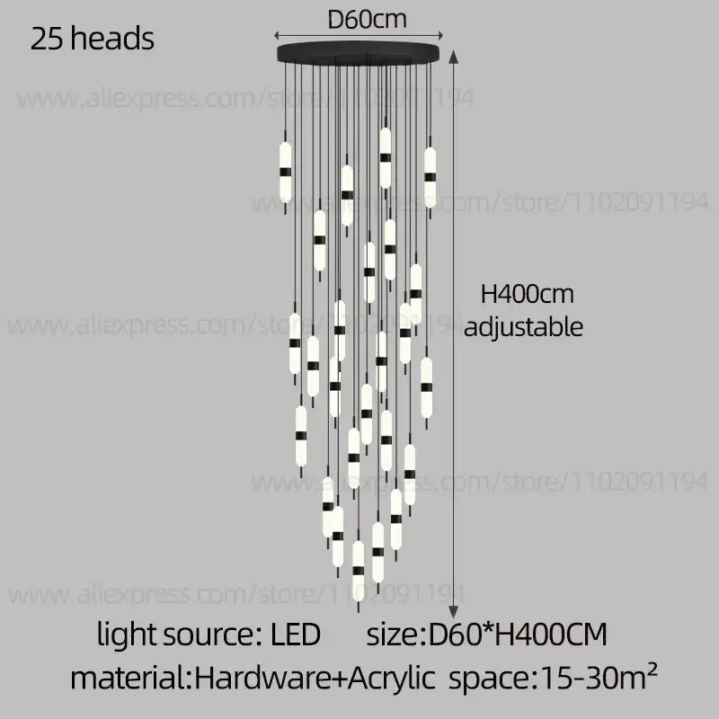 DecorBites™ ثريا الدرج LED سقف إضاءة غرفة المعيشة الديكور