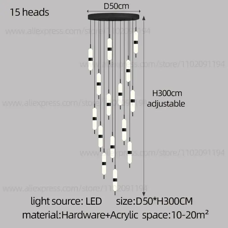 DecorBites™ ثريا الدرج LED سقف إضاءة غرفة المعيشة الديكور