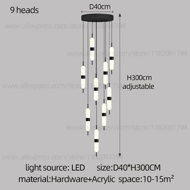 DecorBites™ ثريا الدرج LED سقف إضاءة غرفة المعيشة الديكور