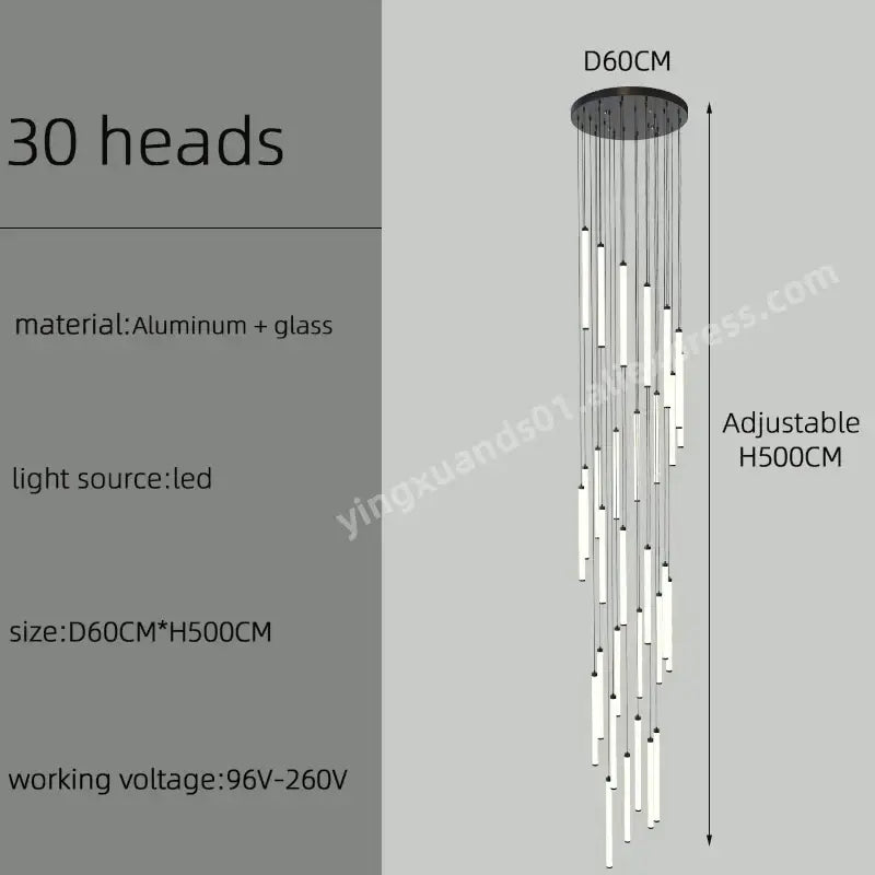 DecorBites™ LED Staircase Chandelier for Home Hotel Hall Lighting